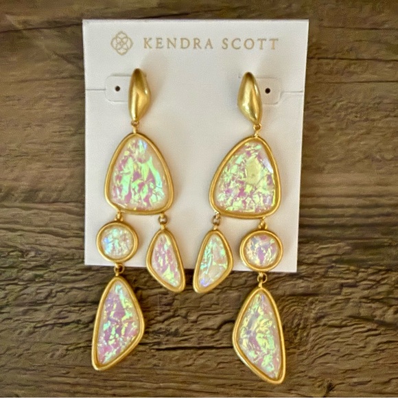 None Jewelry - Gorgeous Margot Gold Abalone Statement Earrings - NWOT